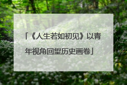 《人生若如初见》以青年视角回望历史画卷