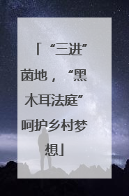 “三进”菌地，“黑木耳法庭”呵护乡村梦想