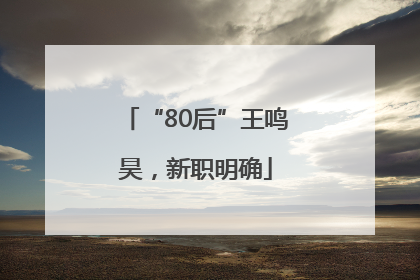 “80后”王鸣昊，新职明确