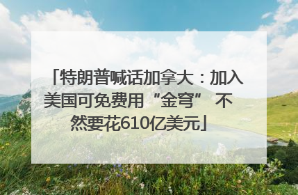特朗普喊话加拿大：加入美国可免费用“金穹” 不然要花610亿美元