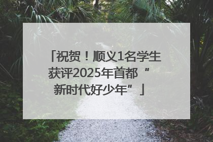 祝贺！顺义1名学生获评2025年首都“新时代好少年”