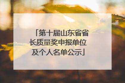 第十届山东省省长质量奖申报单位及个人名单公示