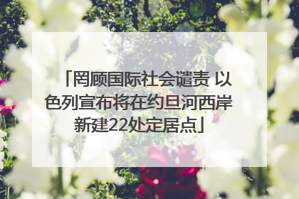 罔顾国际社会谴责 以色列宣布将在约旦河西岸新建22处定居点