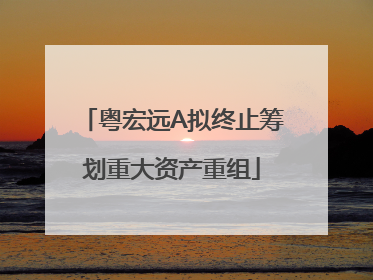 粤宏远A拟终止筹划重大资产重组
