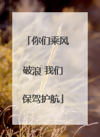 你们乘风破浪 我们保驾护航