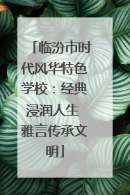 临汾市时代风华特色学校：经典浸润人生 雅言传承文明