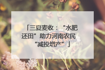 三夏麦收：“水肥还田”助力河南农民“减投增产”