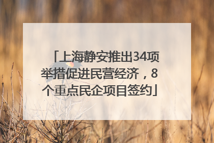 上海静安推出34项举措促进民营经济，8个重点民企项目签约