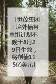 世茂集团：境外债务重组计划不晚于8月29日生效，将削债115亿美元