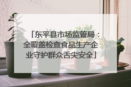 东平县市场监管局：全覆盖检查食品生产企业守护群众舌尖安全