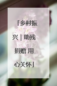 乡村振兴｜助残捐赠 用心关怀