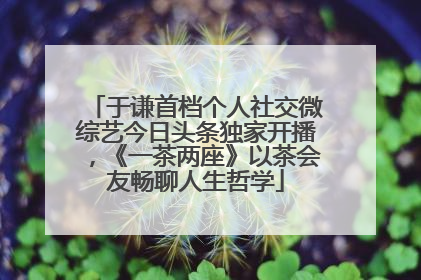 于谦首档个人社交微综艺今日头条独家开播，《一茶两座》以茶会友畅聊人生哲学