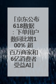 京东公布618数据：下单用户数同比增100% 超百万商家和6亿消费者受益AI