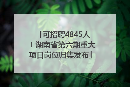 可招聘4845人！湖南省第六期重大项目岗位归集发布