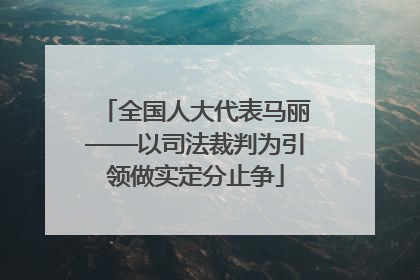 全国人大代表马丽——以司法裁判为引领做实定分止争