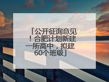 公开征询意见！合肥计划新建一所高中，拟建60个班级