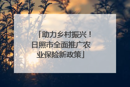 助力乡村振兴！日照市全面推广农业保险新政策