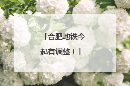 合肥地铁今起有调整！