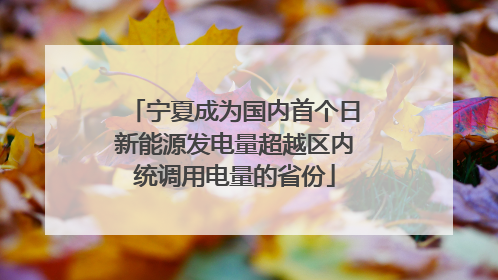 宁夏成为国内首个日新能源发电量超越区内统调用电量的省份