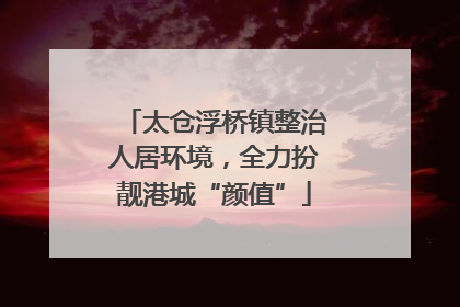 太仓浮桥镇整治人居环境，全力扮靓港城“颜值”