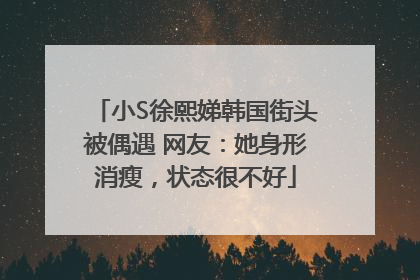 小S徐熙娣韩国街头被偶遇 网友：她身形消瘦，状态很不好
