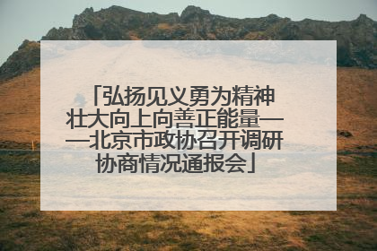 弘扬见义勇为精神 壮大向上向善正能量——北京市政协召开调研协商情况通报会