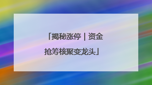 揭秘涨停｜资金抢筹核聚变龙头