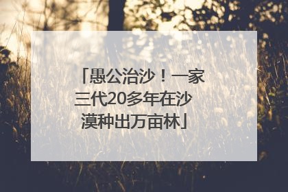 愚公治沙！一家三代20多年在沙漠种出万亩林