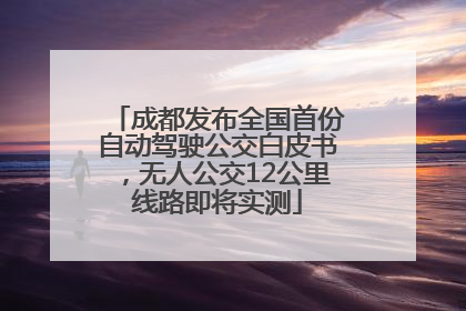 成都发布全国首份自动驾驶公交白皮书，无人公交12公里线路即将实测