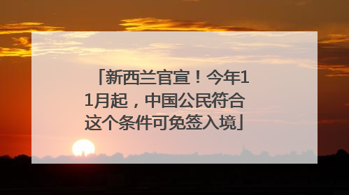 新西兰官宣！今年11月起，中国公民符合这个条件可免签入境