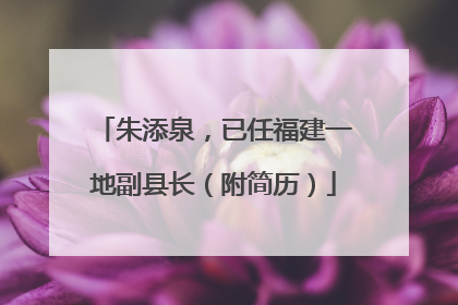 朱添泉，已任福建一地副县长（附简历）