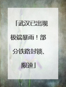 武汉已出现极端暴雨！部分铁路封锁、限速