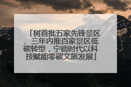 树首批五家先锋景区、三年内推百家景区低碳转型，宁德时代以科技赋能零碳文旅发展