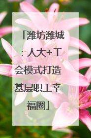 潍坊潍城：人大+工会模式打造基层职工幸福圈