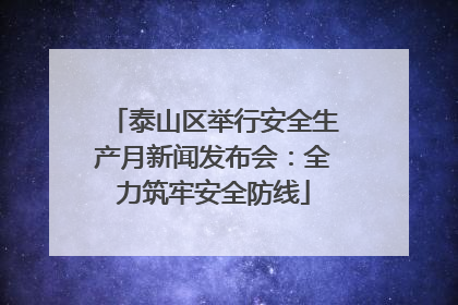 泰山区举行安全生产月新闻发布会：全力筑牢安全防线