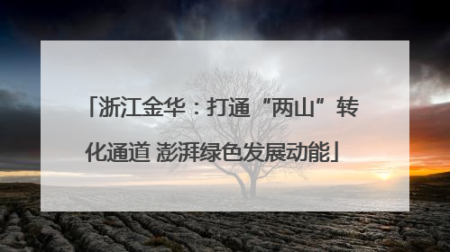 浙江金华：打通“两山”转化通道 澎湃绿色发展动能