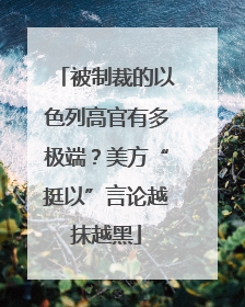 被制裁的以色列高官有多极端？美方“挺以”言论越抹越黑