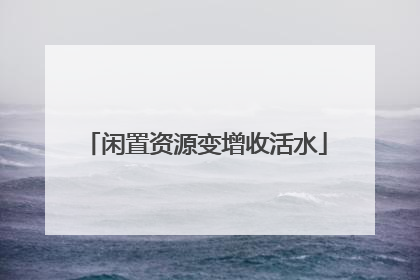 闲置资源变增收活水
