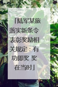 陆军某旅落实新条令表彰奖励相关规定：有功即奖 奖在当时