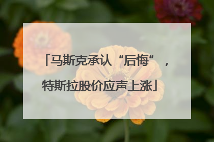 马斯克承认“后悔”，特斯拉股价应声上涨