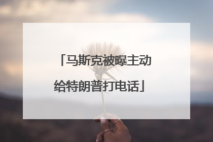 马斯克被曝主动给特朗普打电话