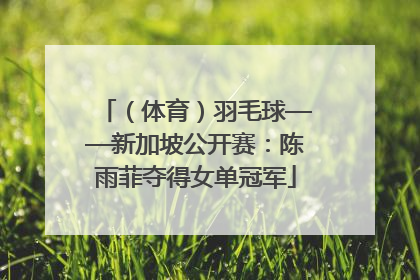 （体育）羽毛球——新加坡公开赛：陈雨菲夺得女单冠军