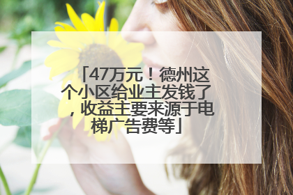 47万元！德州这个小区给业主发钱了，收益主要来源于电梯广告费等